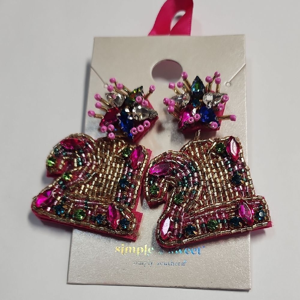 Simply Southern Beaded 21 Earrings with Pink and Gold Accents 21st Birthday